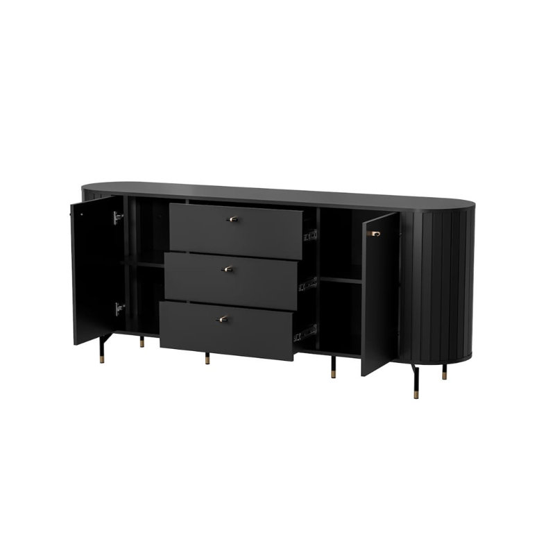 Modern Zante 4 Sideboard Cabinet 190cm - Sleek Storage Solution, Black