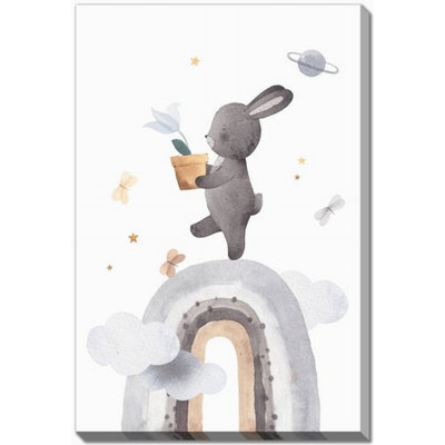 «Bunny Rainbow», art mural sur toile