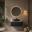 Meuble-lavabo de 36 po avec lavabo, armoire flottante moderne, vasque en céramique noire, pré-assemblé, céramique à haute dureté, finition rayée 3D, rangement spacieux, tiroir à fermeture en douceur, marbre artificiel
