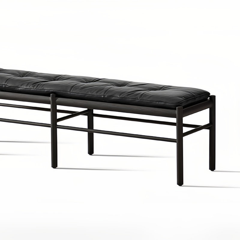 Banc rembourré en cuir de vache, Noir
