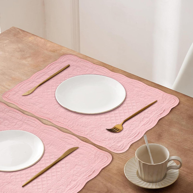 Ensemble de 6 napperons rectangulaires en coton matelassé lavable à la machine pour la cuisine ou la table de salle à manger