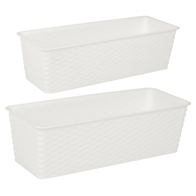 Plastic Outdoor Pot Planter, 14 cm H x 18 cm W x 49 cm D, Beige, 5