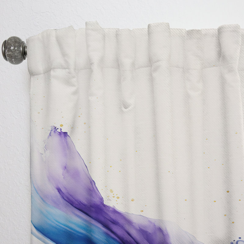 Balen - Peinture éclaboussure bleue, dorée et mauve I - Rideau en velours moderne - obscurcissant - 1 panneau