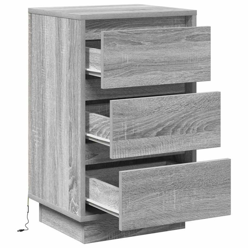 Bedside Cabinet 39 X 34.5 X 65 Cm Engineered Wood, Grey