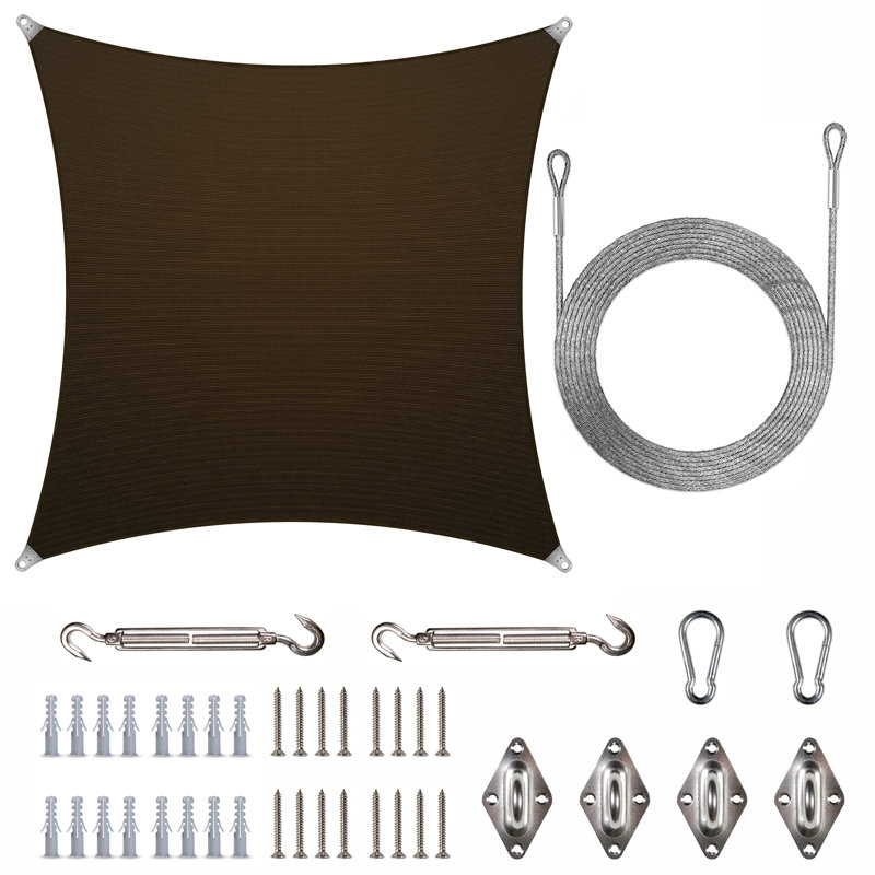 Voile d'ombrage carré renforcé, Brun, 20 pi x 20 pi