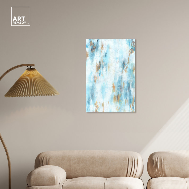 Textured Shades Blue and Brown Abstract Canvas Wall Art, 20" x 30"