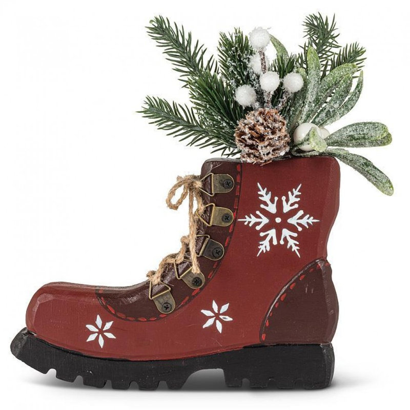 Hiking Boot With Mistletoe & Branches