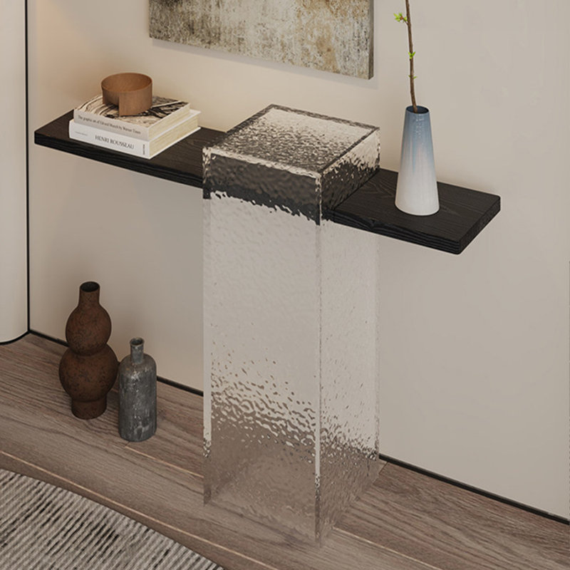 Console moderne en bois massif noir, 39.37