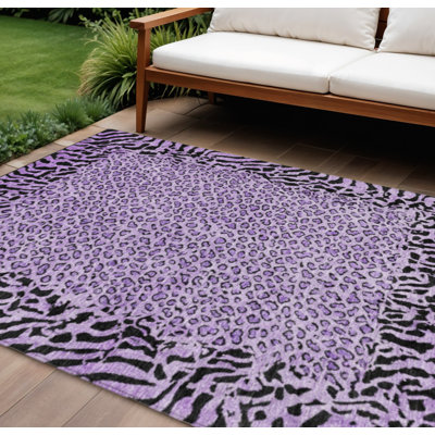 Tapis d'intérieur lavable à imprimé animal 8 pi x 10 pi mauve