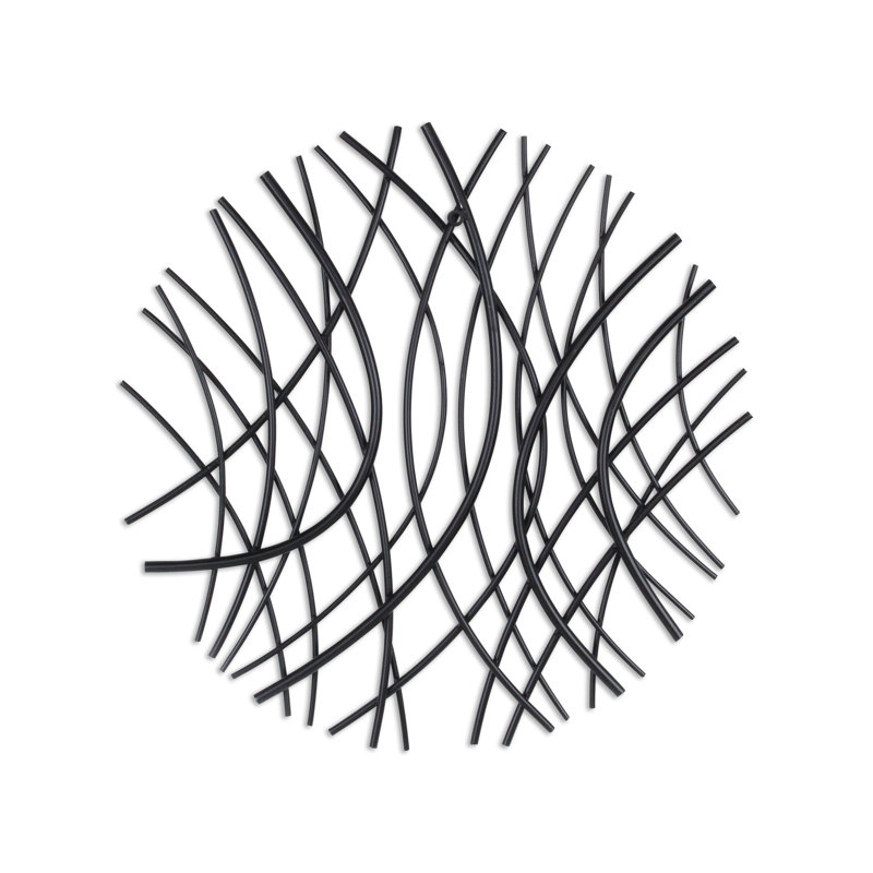 Sculpture dimensionnelle abstraite en métal, Noir, H 24 po x l 1,25 po x P 24 po