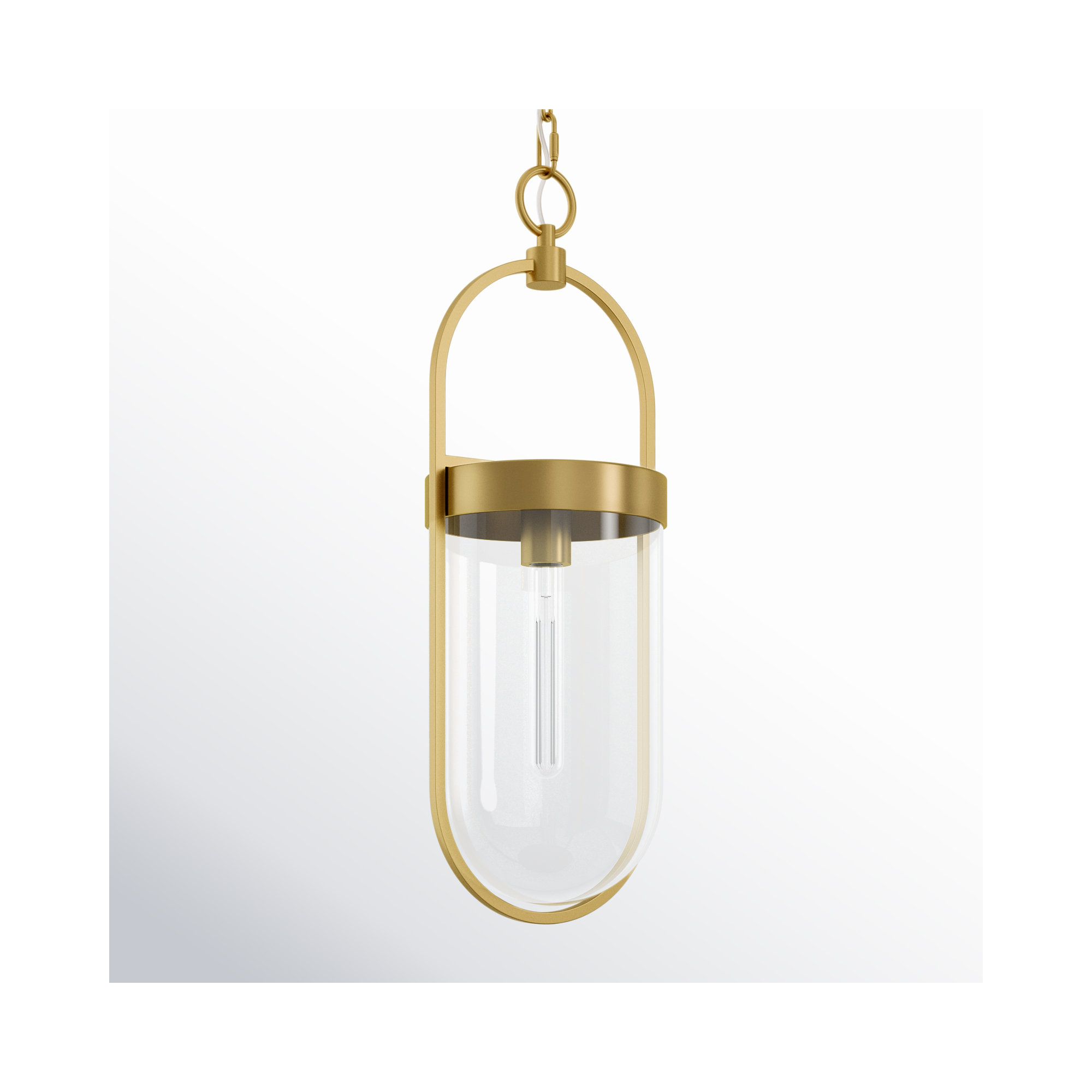 Single Light Glass Dimmable Pendant, 22.75" H x 7.5" W x 8" D, Burnished Brass