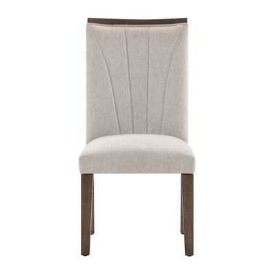 Élégant fauteuil de salle à manger brun pour 2 personnes, siège texturé gris et bois, ensemble de 2 chaises contemporaines avec profondeur de 41 po et tissu, largeur de 26 po