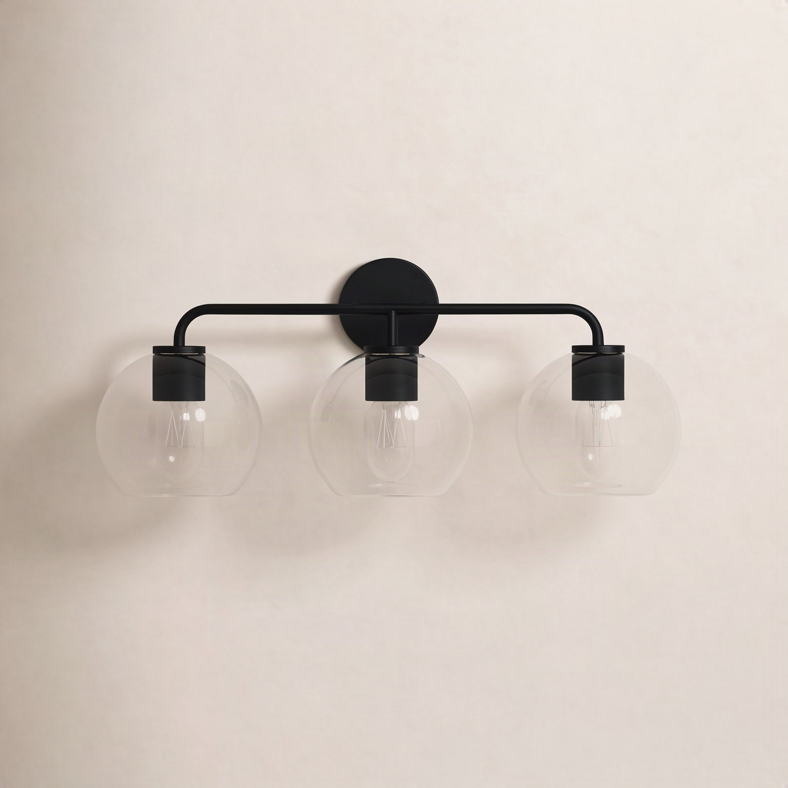 Childerley 3-Light Dimmable Vanity Light, Midnight Black, Clear