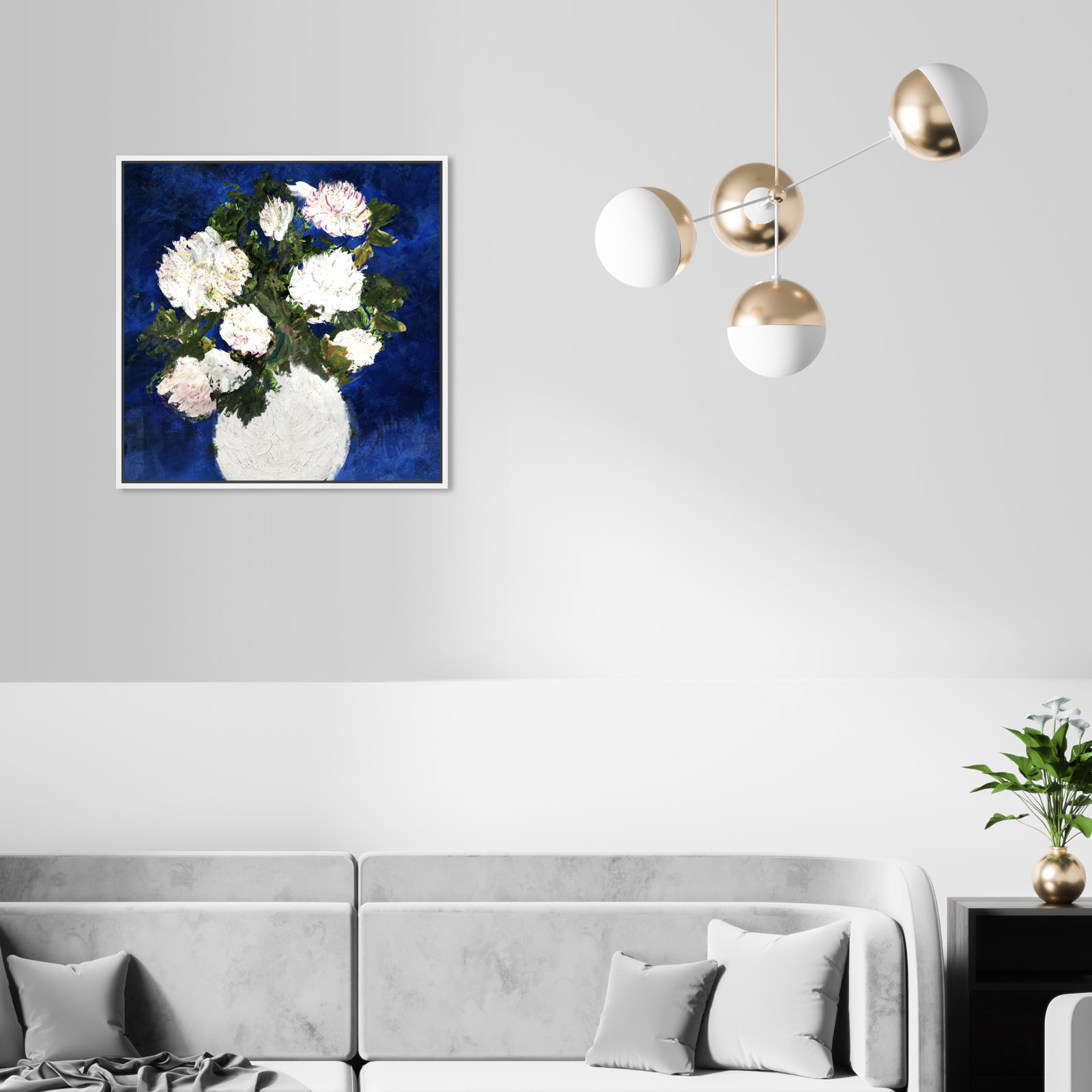 Dripping Roses Painting, White Framed, 21" H x 21" W x 1.5" D
