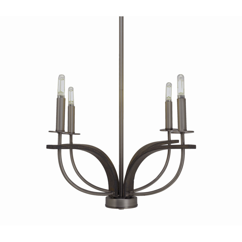 Lustre 4 lumières Myja, Graphite / métal peint aspect bois patiné