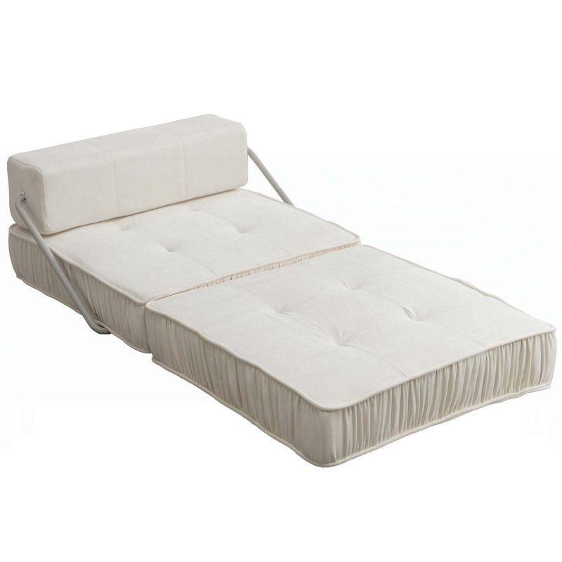 Canapé-lit convertible polyvalent avec coussins amovibles pour espaces variés, Blanc