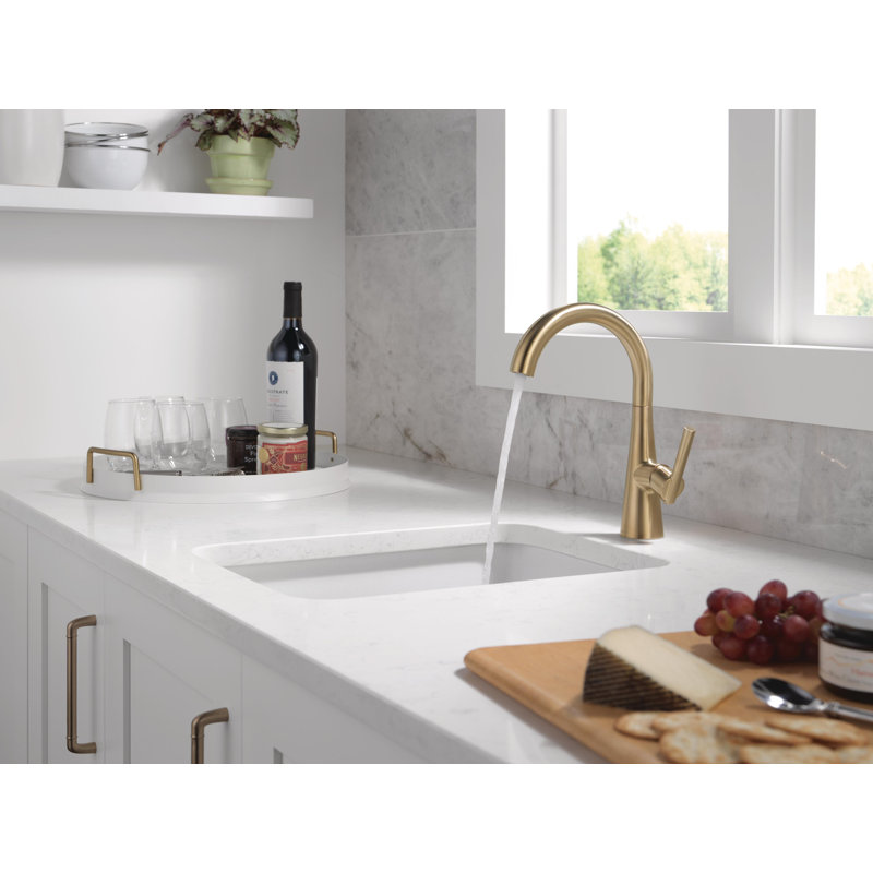 Single Hole Bar Sink Faucet, Wet Bar Faucets, Prep Sink Faucet, Champagne Bronze