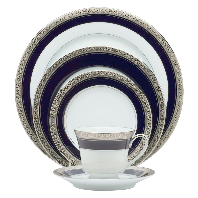 Cobalt Platinum Porcelain 5-Piece Formal Place Setting