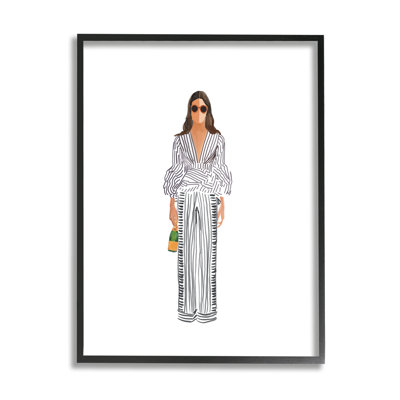 «Fashion Girl with Champagne» encadré sur bois par Amelia Noyes, impression