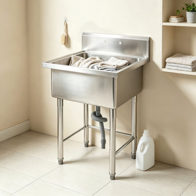 40.5X27x24” Freestanding Utility Sink with Backsplash