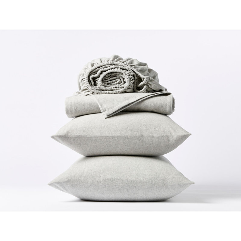 Cloud 100% Cotton Flannel Sheet Set, Twin Sheet Set with 1 Pillowcase, Pale Gray Heather