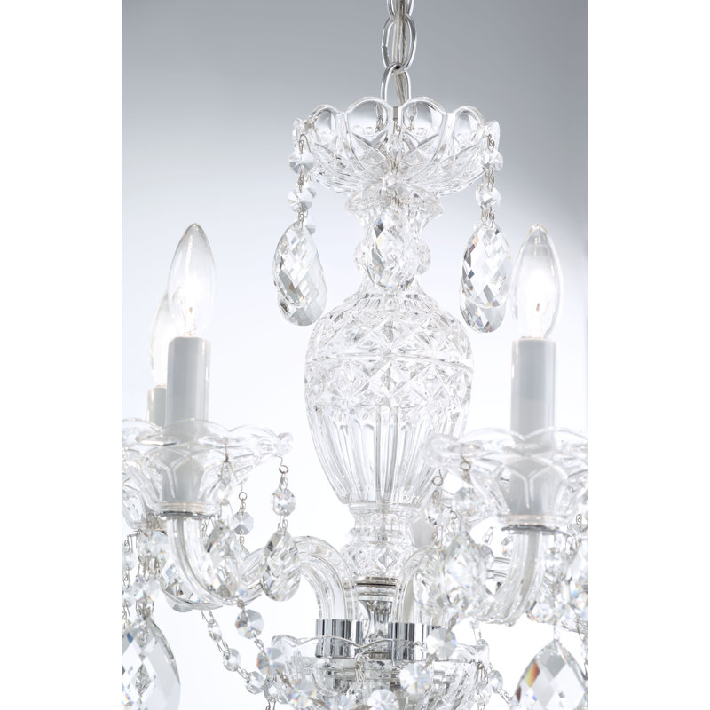 Sterling 5 - Light Glass Chandelier, Strass Clear, Polished Silver
