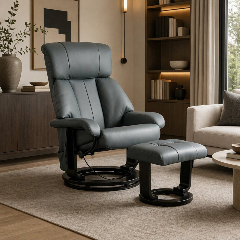 Fauteuil inclinable de luxe avec repose-pieds, massage par vibration à 10 points et base pivotante pour une détente et un confort ultimes