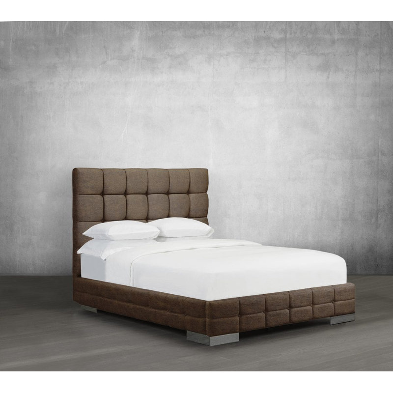 Lit plateforme tapissier Stollings, Double, Similicuir - caramel