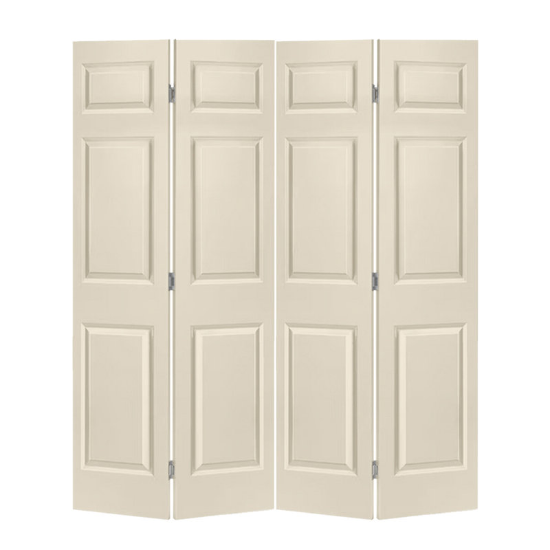 Porte à panneaux pliante en bois et métal, Beige, H 80 po x l 72 po