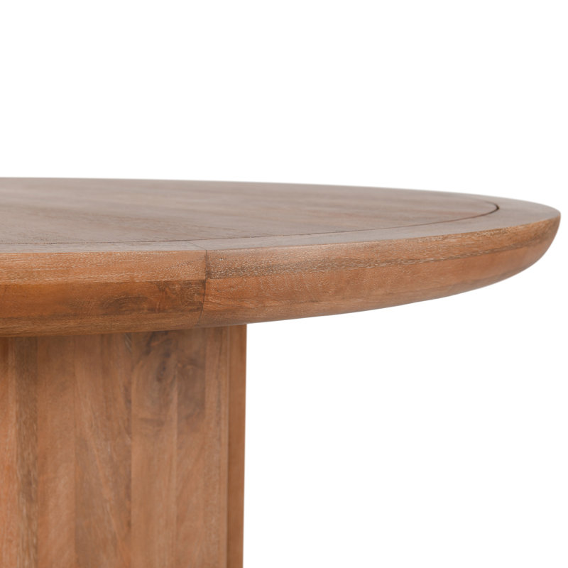 Selena Round Solid Wood Dining Table, Brown
