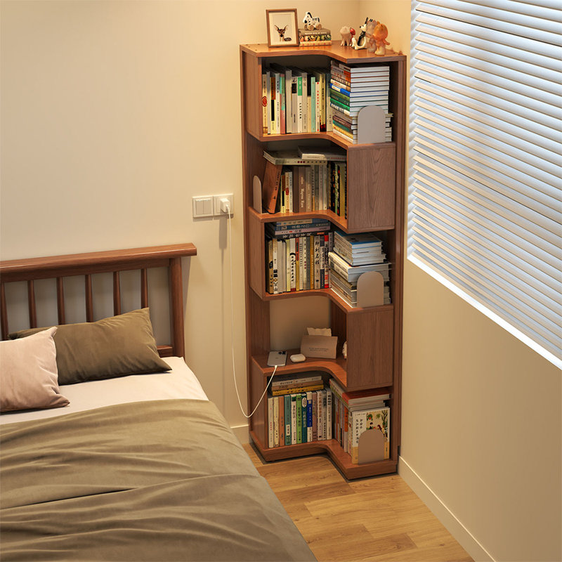 Walnut Modern Solid wood Standard Bookcase, (5 Shelves) 67.91"H x 15.75"W x 15.75"D