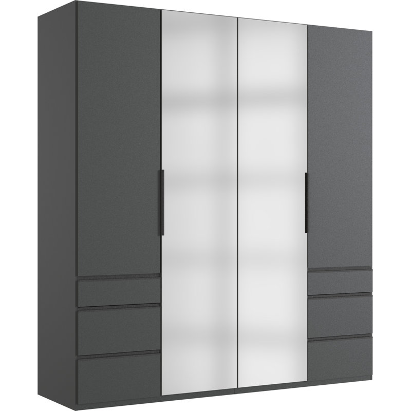 Guardino 4 Door Wardrobe, Graphite, 216cm H x 200cm W x 58cm D