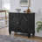 33.6" Retro Wooden Sideboard Buffet Cabinet, Black-1284883911-1284883909
