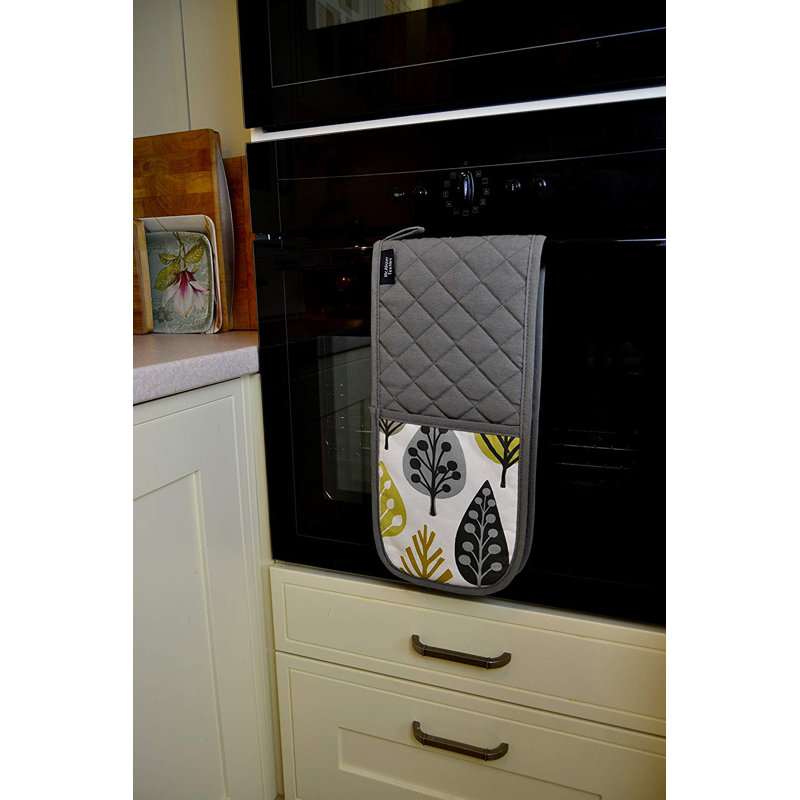 Latitude Run Alexys Floral Cotton Oven Mitt(s) Only, Ochre Yellow