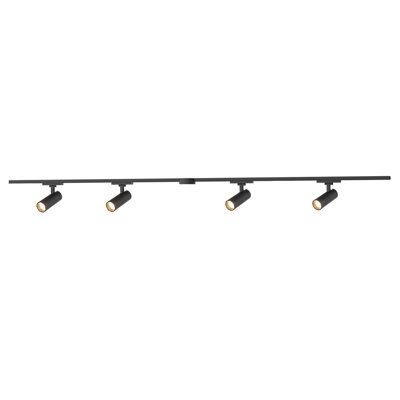 Paolo 4 Light (2-in) Black dimmable 3000K LED Trilo Track Ceiling Kit