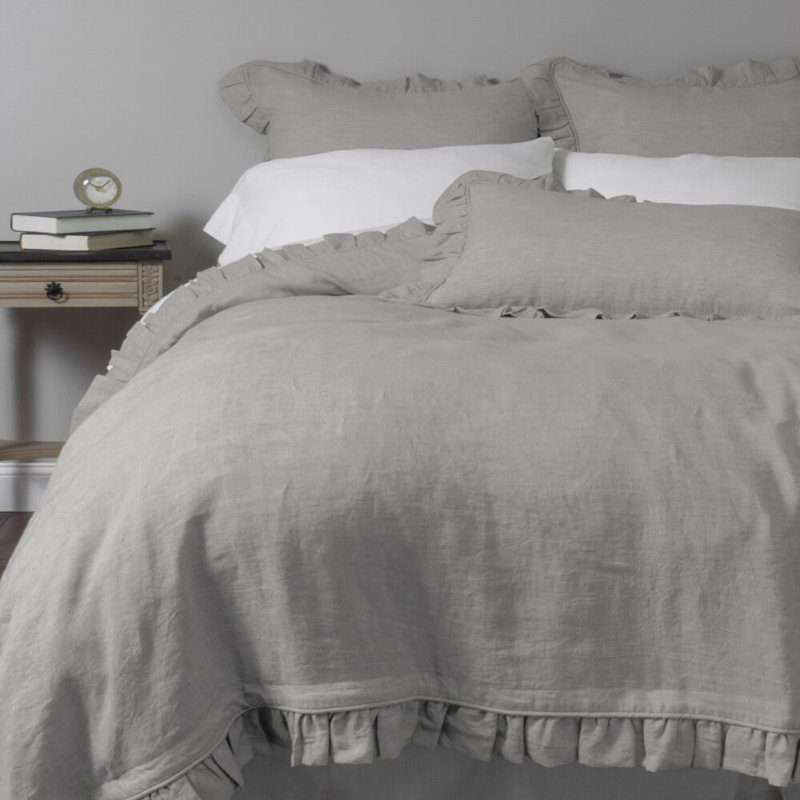 Housse de couette 100% lin Banji, Roi, Blanc