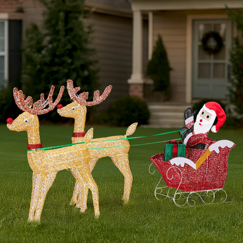 Décoration de Noël renne avec traîneau