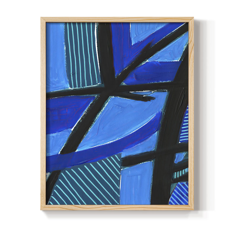 Reproduction encadrée Inv fondés bleus II - bois massif, H 11 po x l 9 po