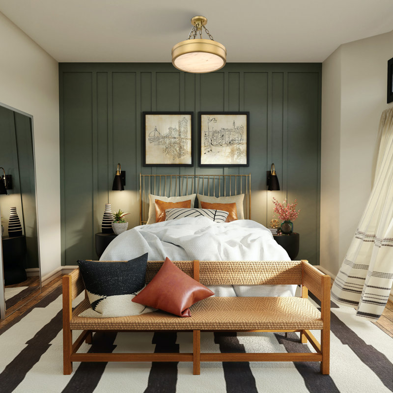 LED Semi Flush Mount, Rubbed Brass