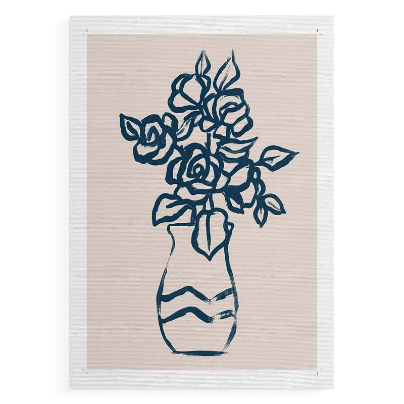 Croquis de plantes bleu marine I - Impression sur toile seulement - NON-CADRE, H 48 po x l 32 po