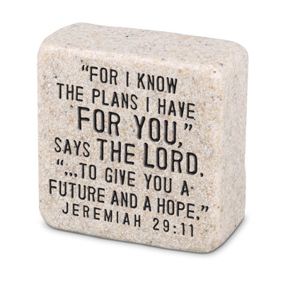 Tabletop Scripture Stone His Plans 2.25"H