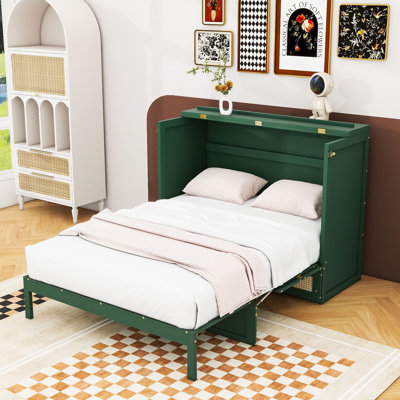 Lit escamotable double avec rangement multifonctionnel et design élégant