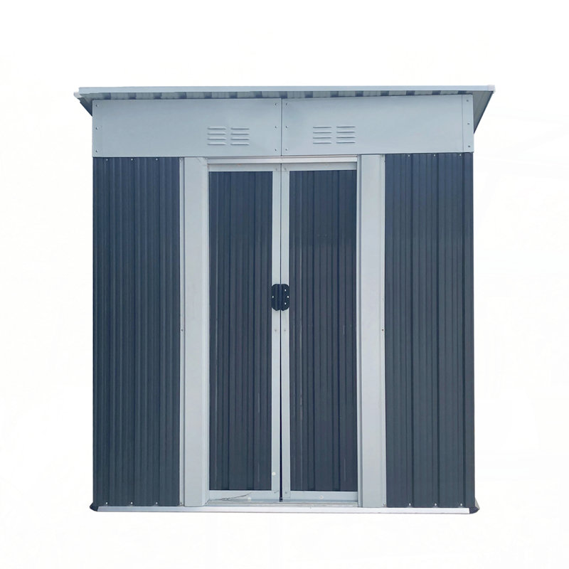 5FTx3FT Pent Roof Grey Outdoor Tool Bike Storage Garden Shed With Aluminum Alloy Frame And Sliding Door, Gray