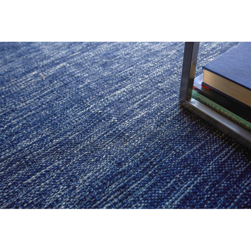 Chelsea Handmade Flatweave Wood Area Rug in Navy, Rectangle 10' x 14', Navy