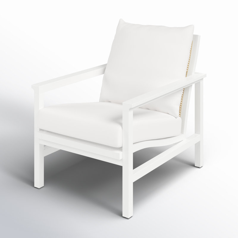 Fauteuil l 27,6 po Kelle, Blanc / naturel