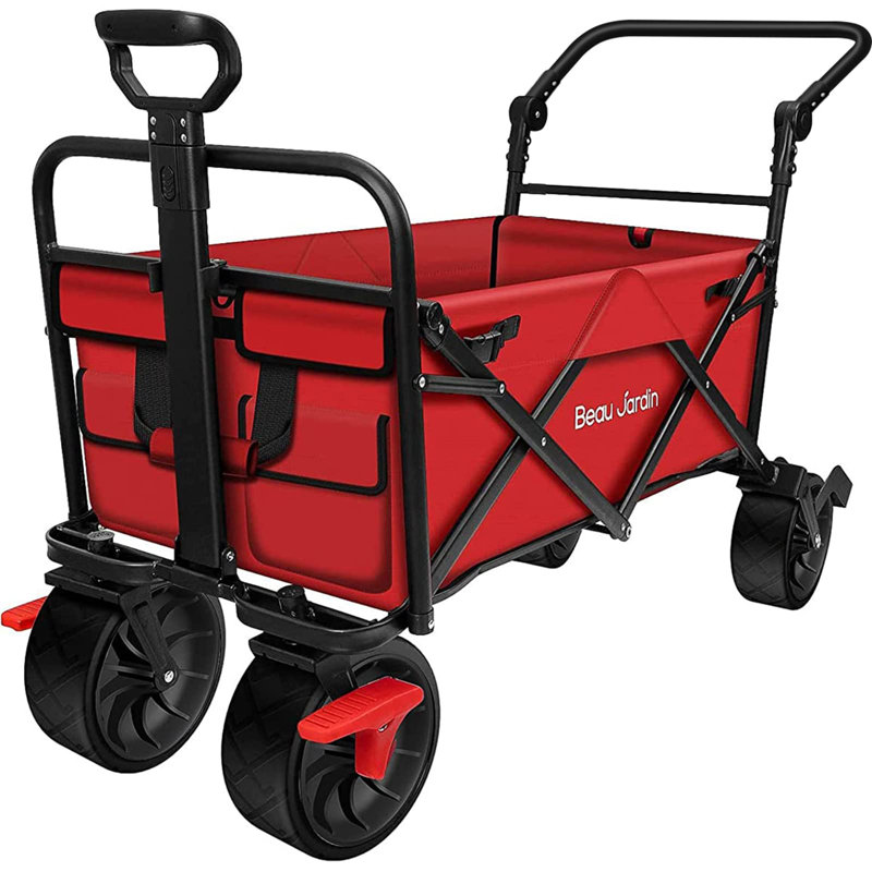 Chariot de plage pliable et pliable avec véhicule Fordable, Rouge