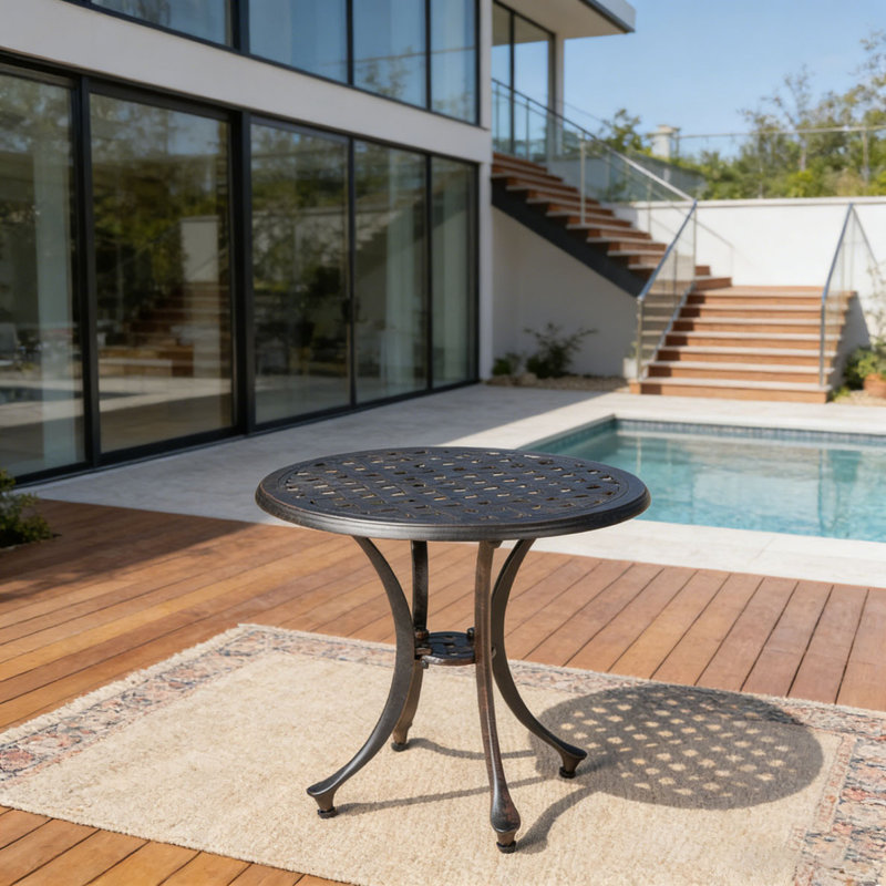 Table d'appoint d'extérieur en fonte d'aluminium 19 po