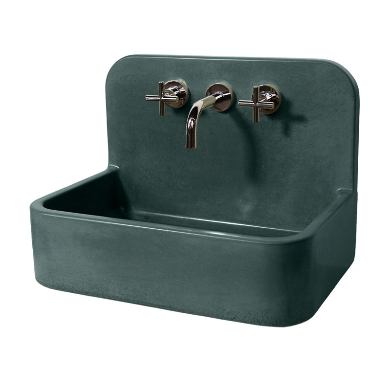 Newterra Handmade Concrete Wall/Vessel 22" Bathroom Sink, Forest, 3 Hole