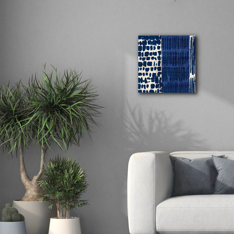 Toile épique Graffiti «Indigo Batik 1» par Wild Apple Portfolio, 18 po x 18 po, H 18 po x l 18 po