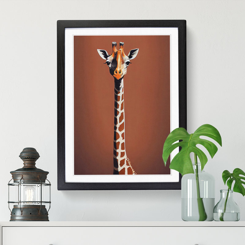 Tall Giraffe - Single Picture Frame Print, Black, 64cm H x 46cm W x 2cm D